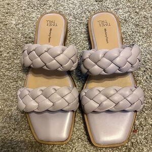Time and Tru Purple Braided Slide Sandals